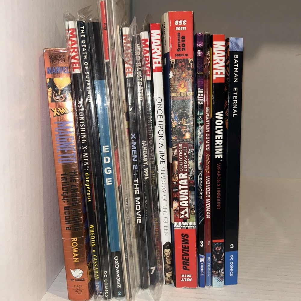 Marvel & DC Comics Book Lot Superman, Batman, Xmen, Wolverine 16 Volumes